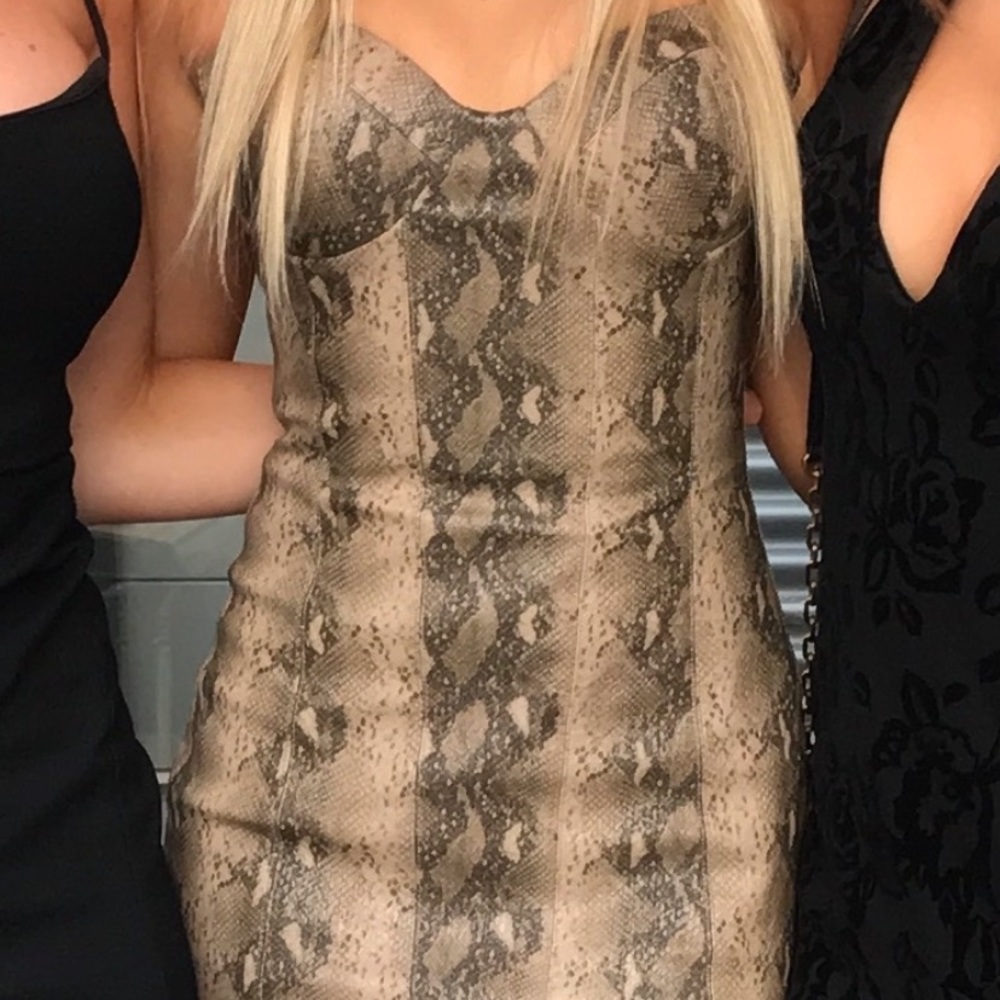 House of CB Leather Snakeskin Mini Dress